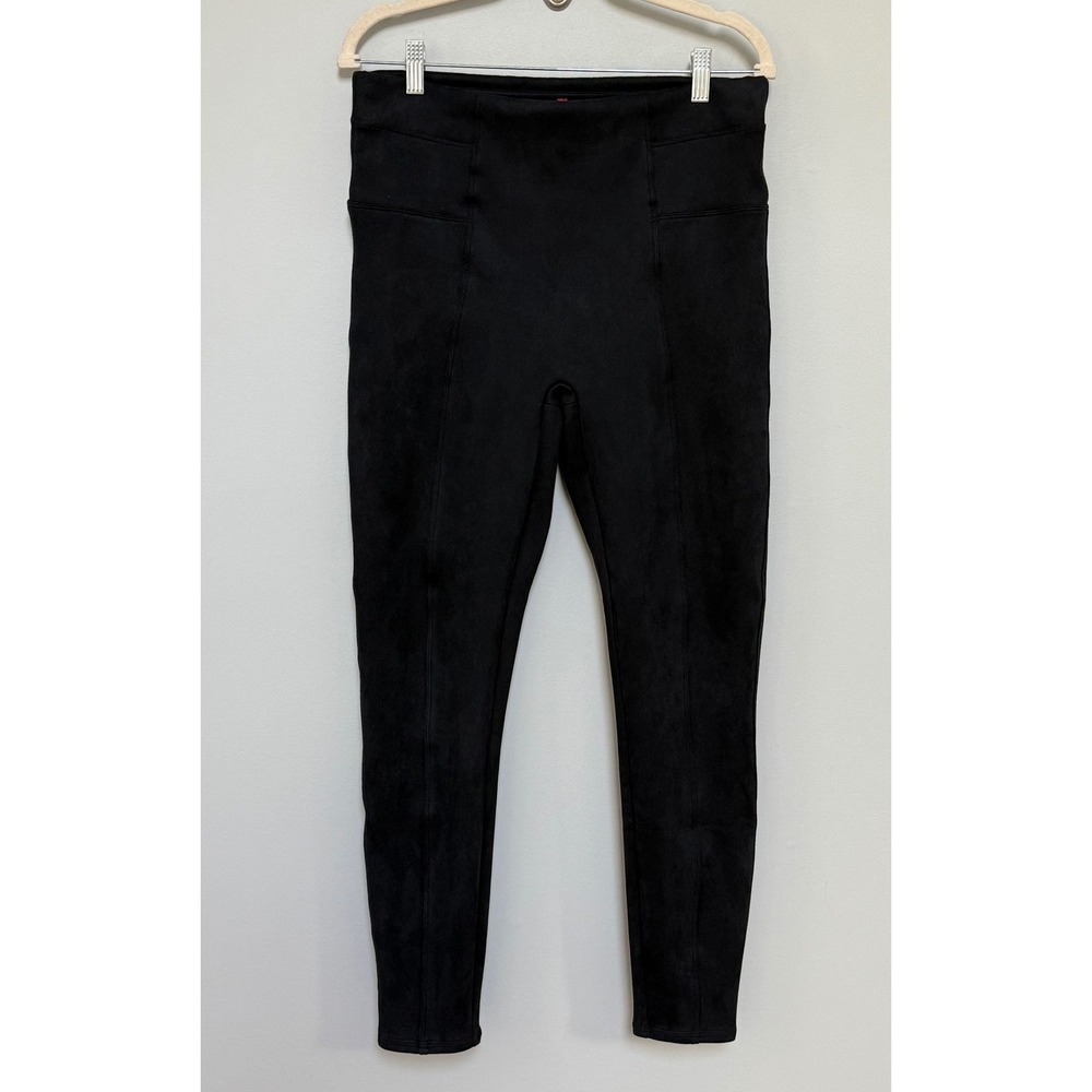 Spanx Faux Suede Leggings Navy Blue High Rise Stretch‎ Pants Size XL